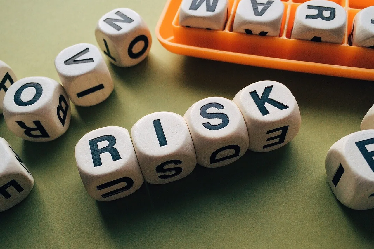 Letter blocks form the word "risk" to symbolize investment risk.